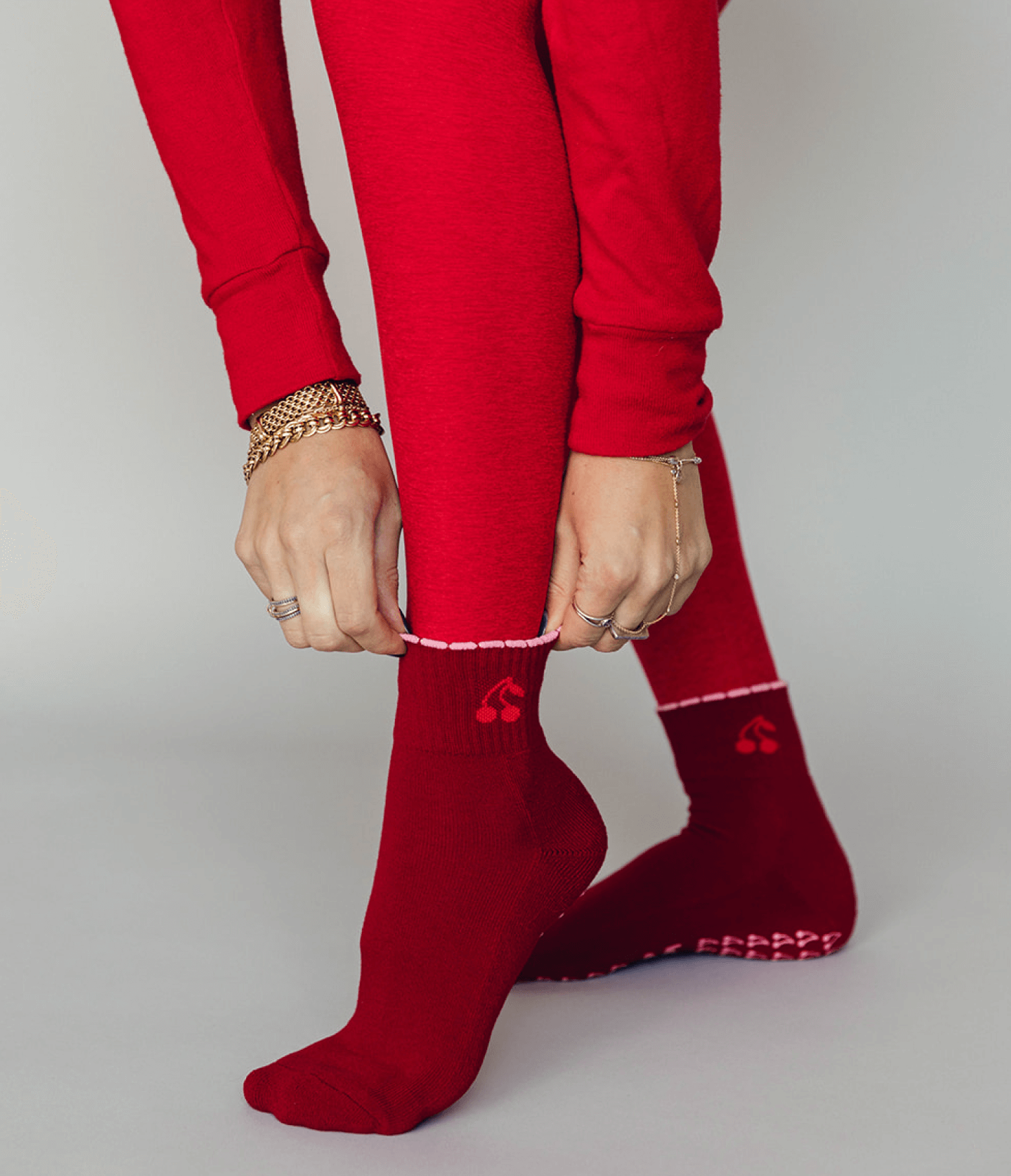 Cherry Pilates Sock