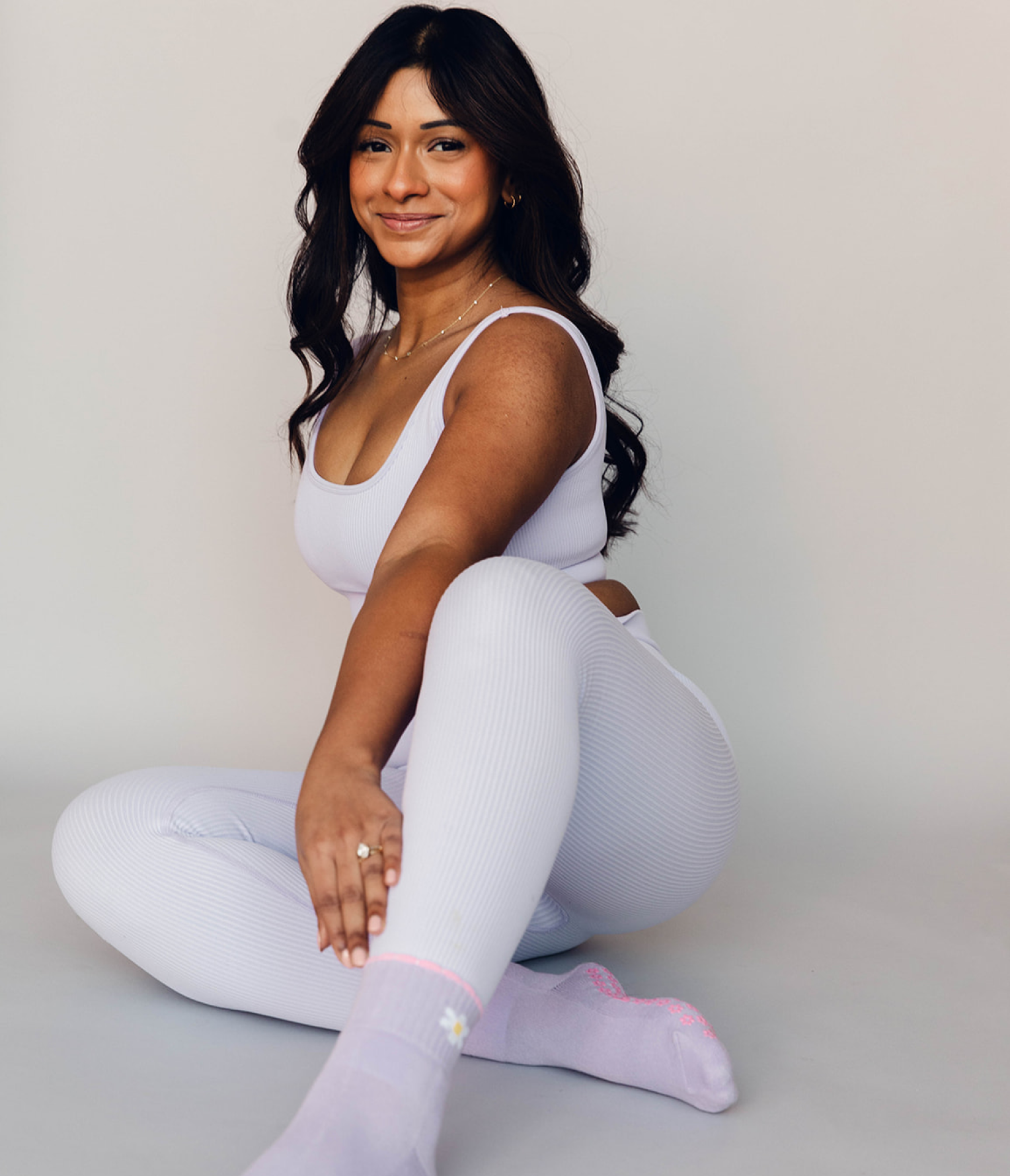 Lilac Daisy Pilates Sock